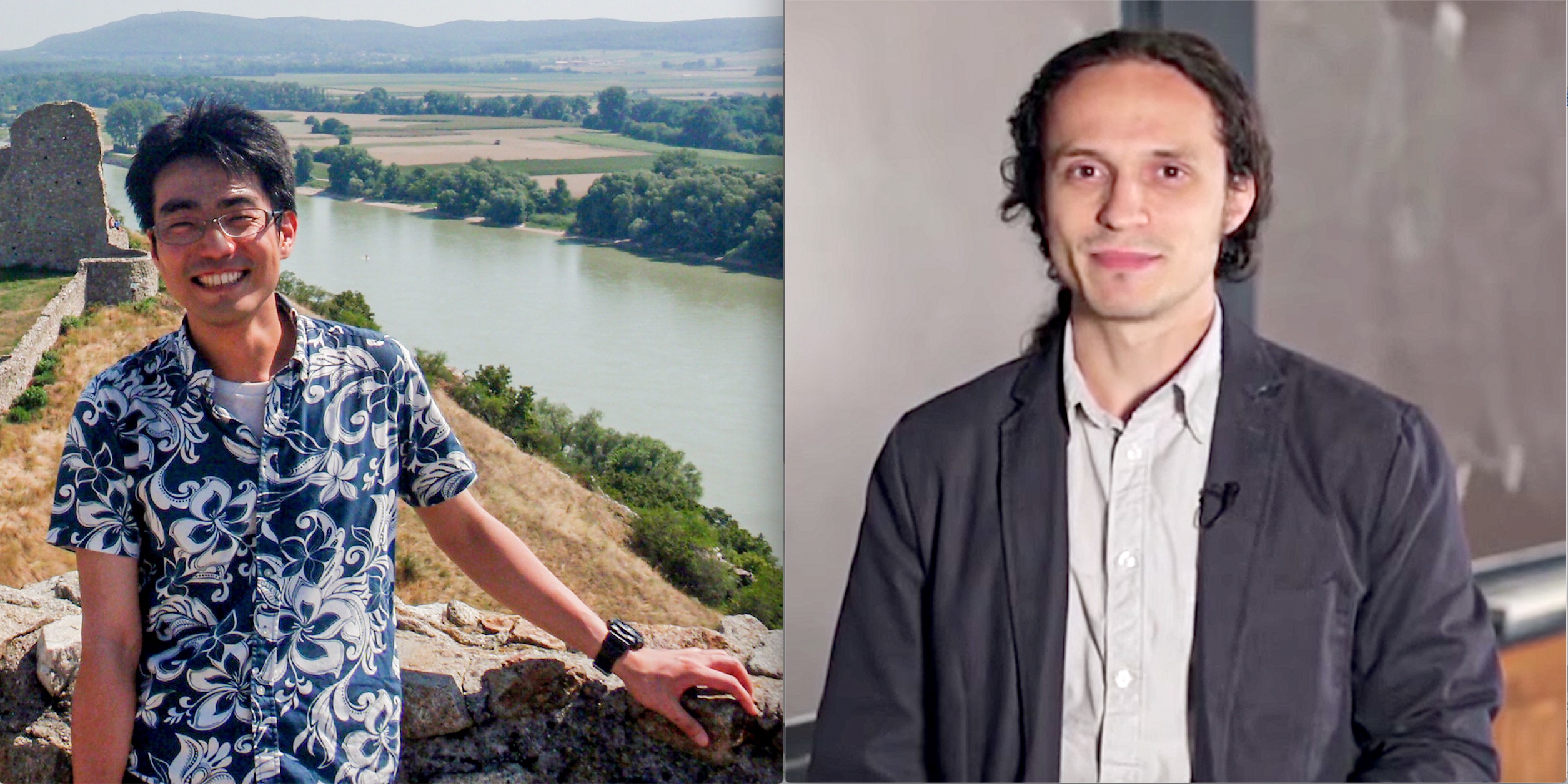 Los nuevos becarios la Caixa Junior Leader del IBE. Izquierda: Koryu Kin, futuro miembro del Multicellgenome Lab. Derecha: Joseph Orkin, miembro del Comparative Genomics Lab.